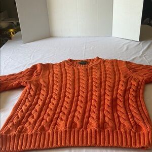J. Crew Orange Cable Knit Crewneck Sweater